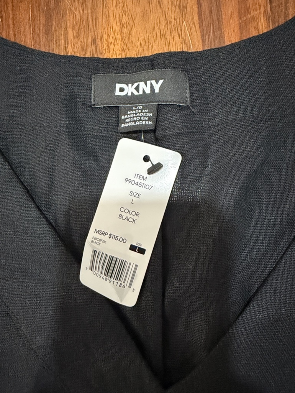 NWT DKNY Black Linen Sleeveless V-Neck Maxi Dress L | Side Slits | Quiet Luxury - Picture 3 of 7